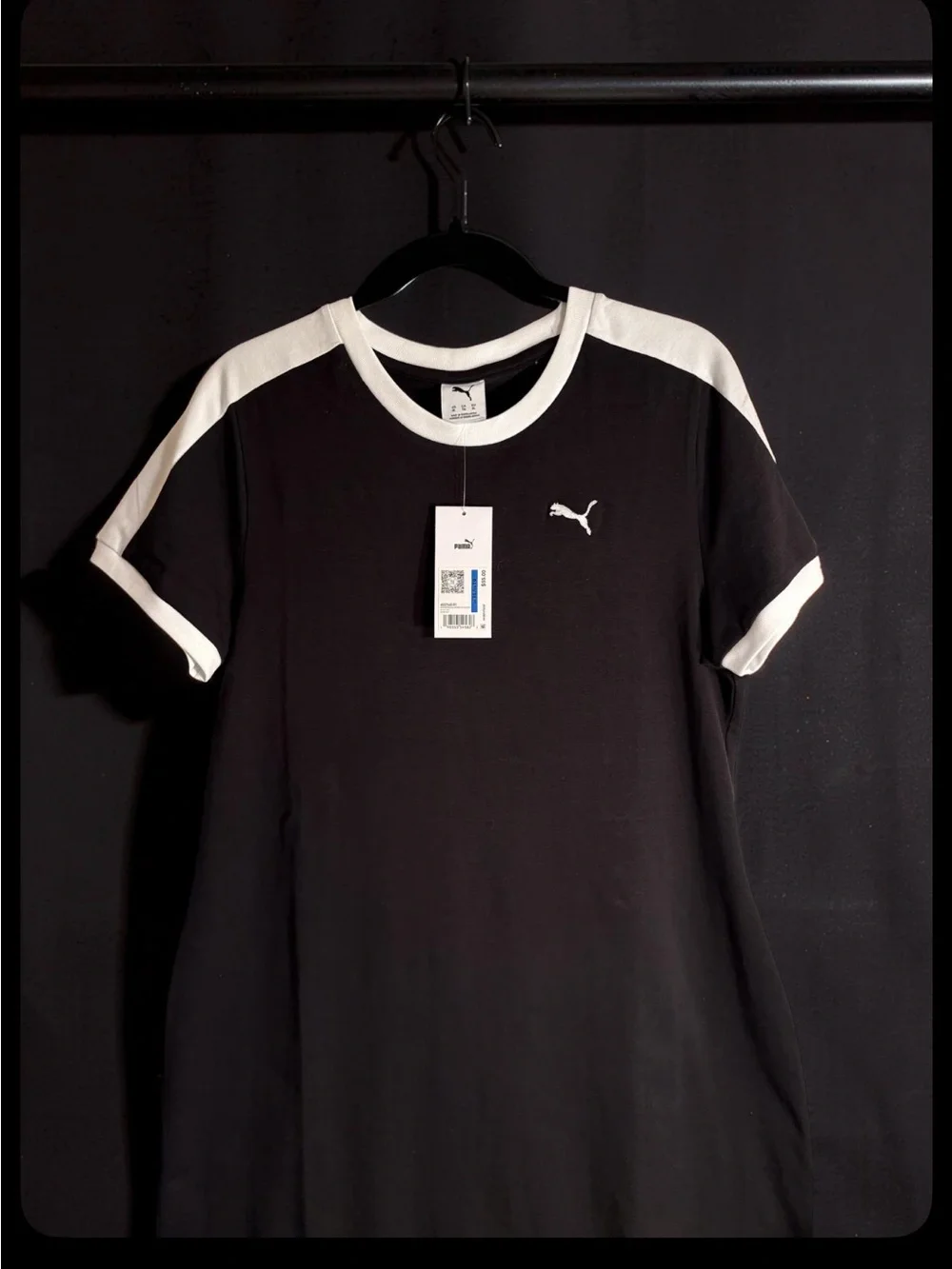 Puma Black Maxi Dress with White Trim and Slit on One Side - Picture 3 of 8